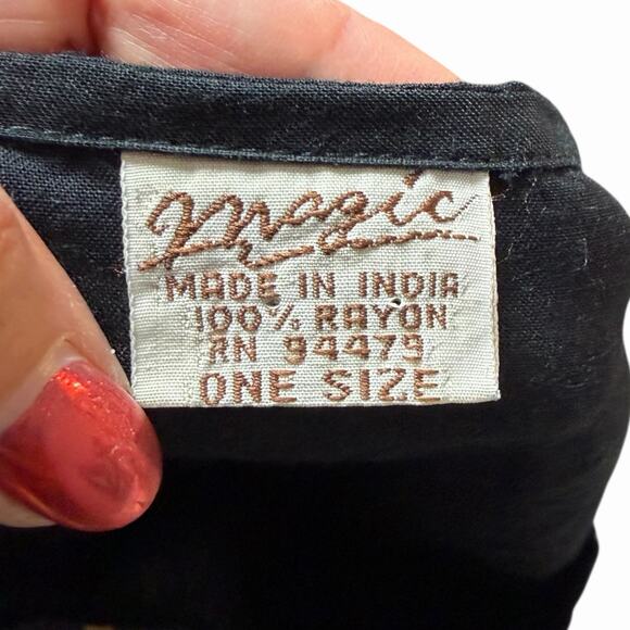 VTG 80s 90s BLACK GOLD AFRICAN PRINT KAFTAN MU MU HOUSE DRESS MAGIC PLUS SZ OS - Picture 5 of 6